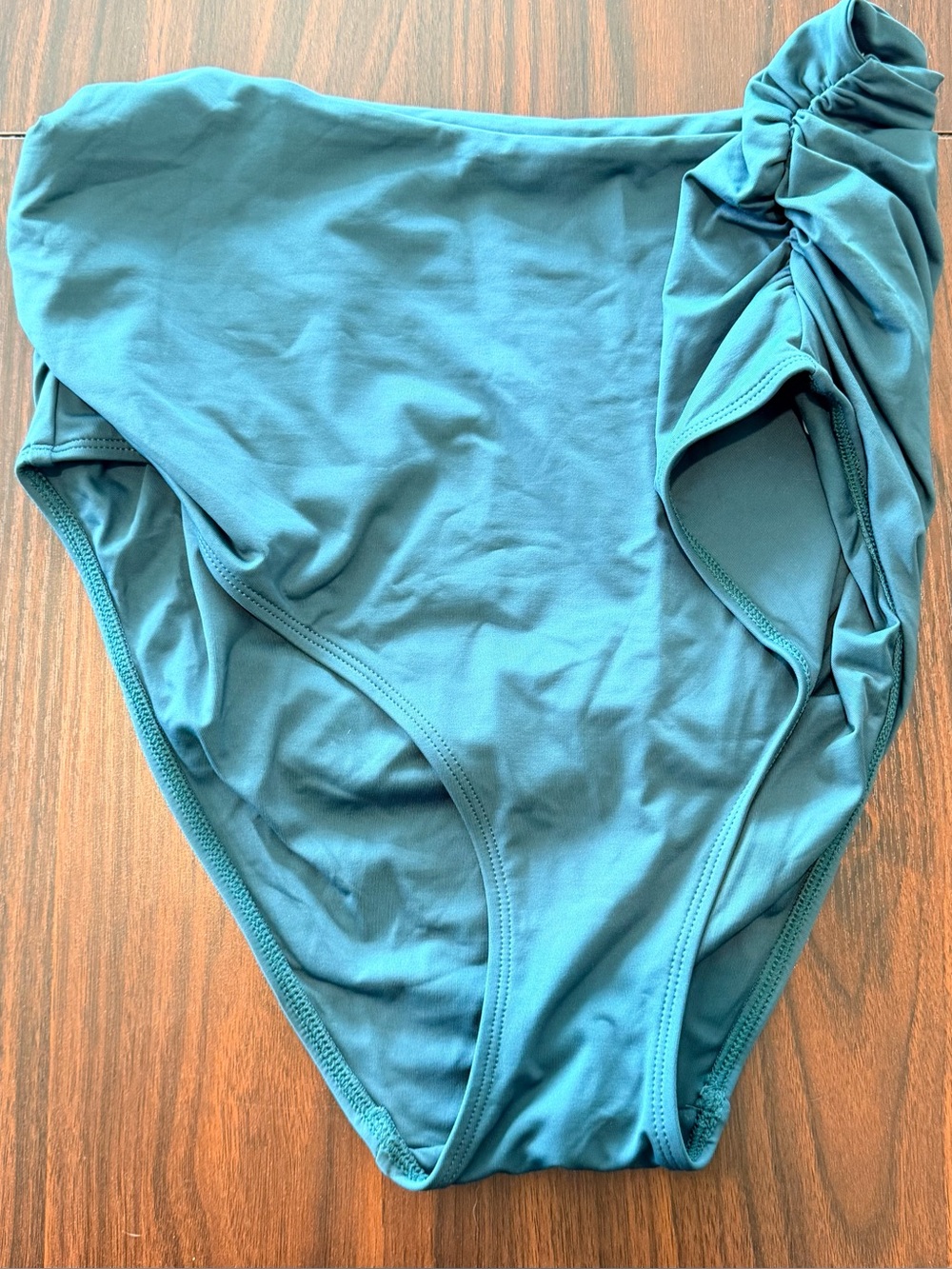 NWT Anne Cole Women’s Teal High-Waisted Ruched Side Bikini Bottoms Size 18W